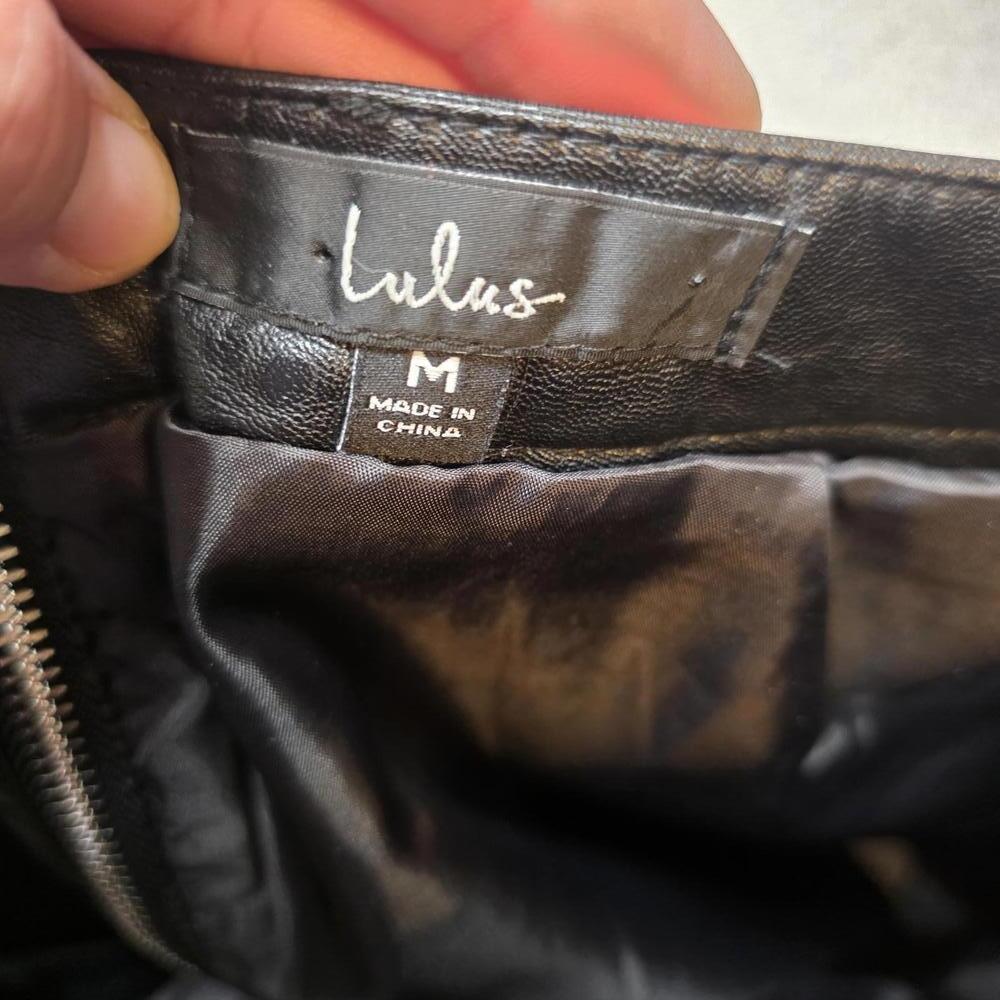 Lulu's Black Faux Leather Mini Skirt with Back Zipper and Pockets-Medium - Picture 8 of 8